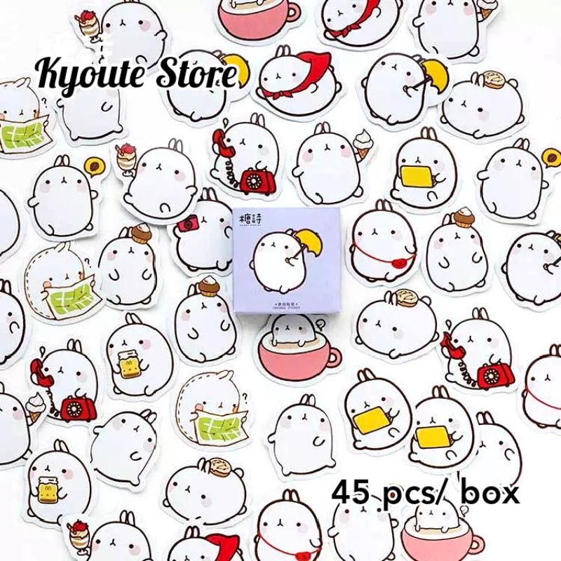 

45 pcs Sticker Lucu Imut Karakter Kelinci Molang Bunny - Stiker Dekorasi Scrapbook Journal Planner