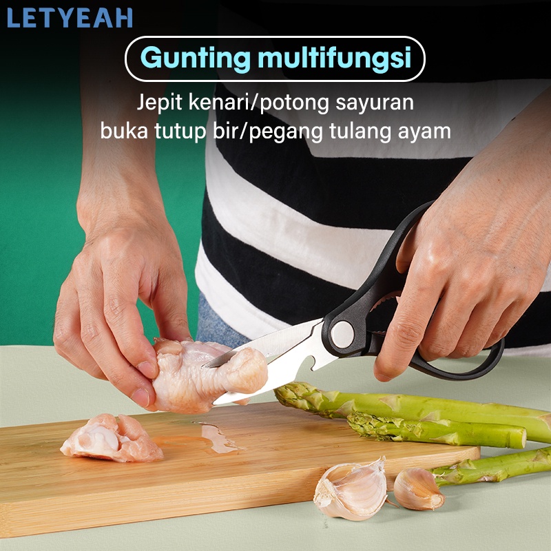 Letyeah Pisau dapur set stainless /kitchen knife set 5 pcs/pisau set/gunting dan pengasah dapur