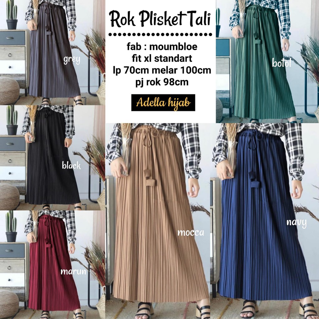 Rok Plisket Tali || Rok Plisket Premium || Adella Hijab
