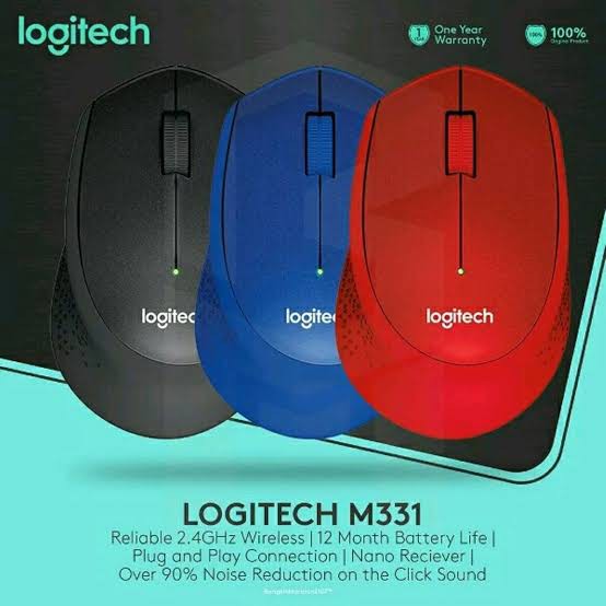 Mouse Wireless Silent  Logitech M331 Original Garansi 1 Tahun