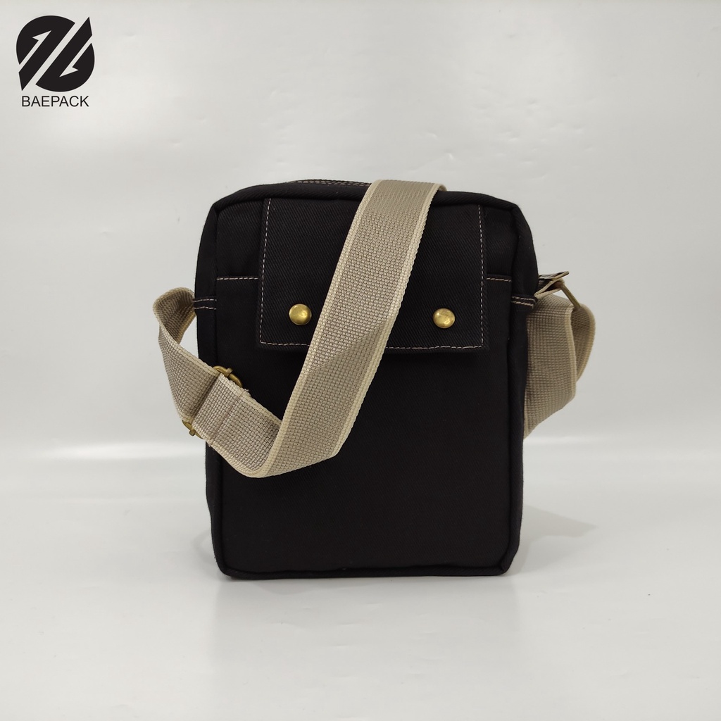 Tas Bahu Pria Premium Kanvas Xavier Hitam Original Baepack / Sling Bag / Tas Selempang Cowok Canvas / Organizer Travel Bag