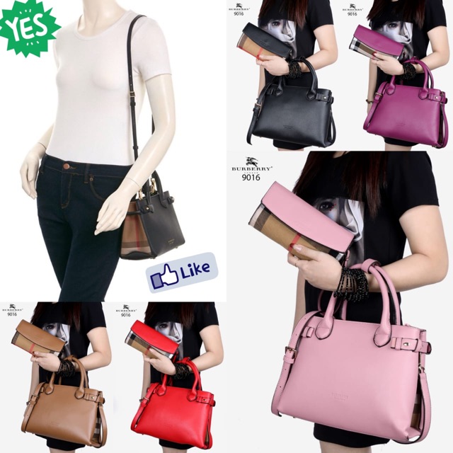 TAS BURBERRY 9016 NEW Arrival Tote HandBag Authentic BURBERRY Medium Banner 2in1 Convertible Bag