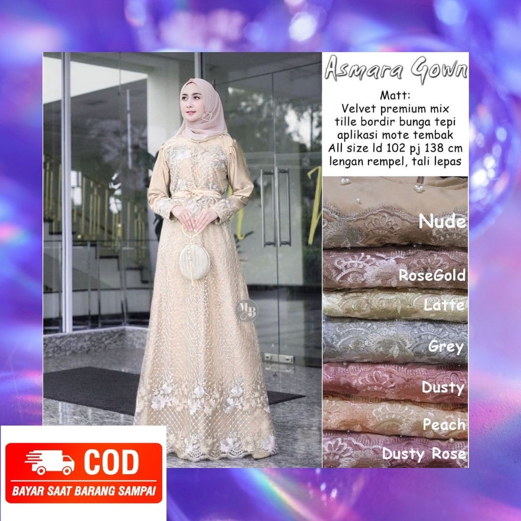 GAMIS BROKAT KONDANGAN MUSLIM | GAMIS ASMARA GOWN VELVET TILE PREMIUM READY JUMBO GAMIS PESTA TRENDY