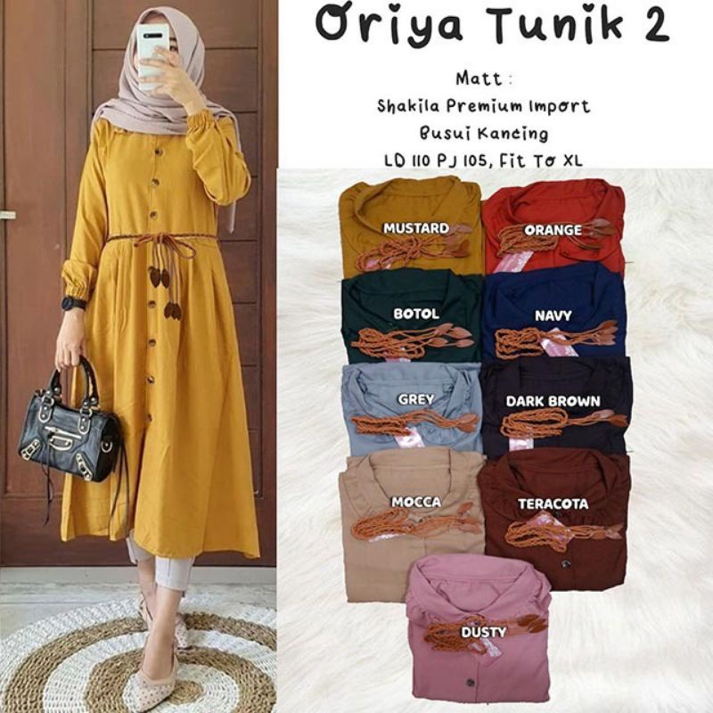 (TERMURAH) ORIYA TUNIK PREMIUM/ TUNIK SHAKILA MURAH/ TUNIK PREMIUM MIRAH/ ATASAN PANJANG MUSLIM PREM