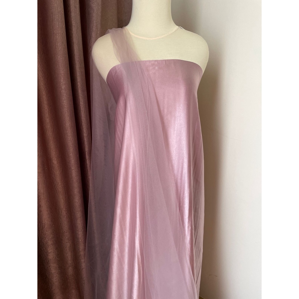 Kain Soft Tile Tulle Halus Polos Warna Soft Lavender Ungu Muda Semi Pink