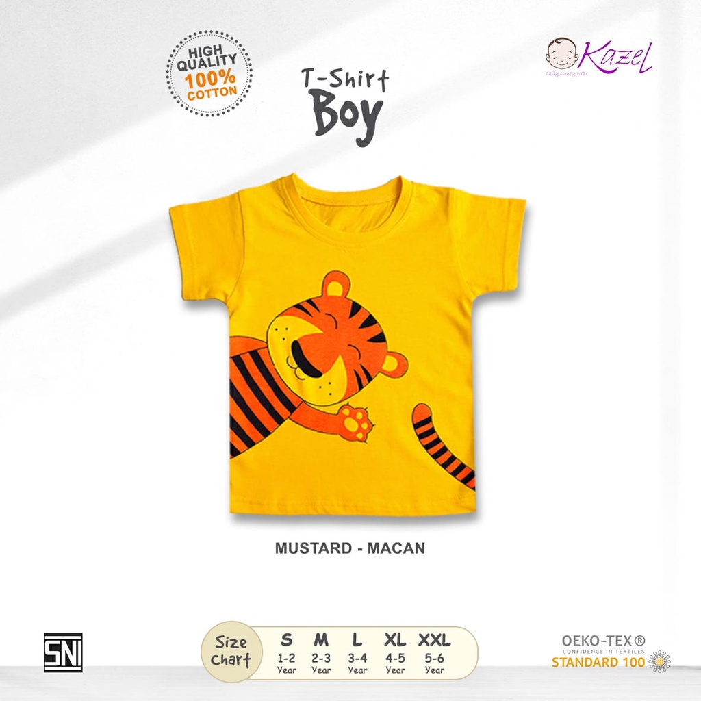 Kazel Tshirt Boy Edition Size 1-5 Tahun - Kaos Anak Laki-Laki