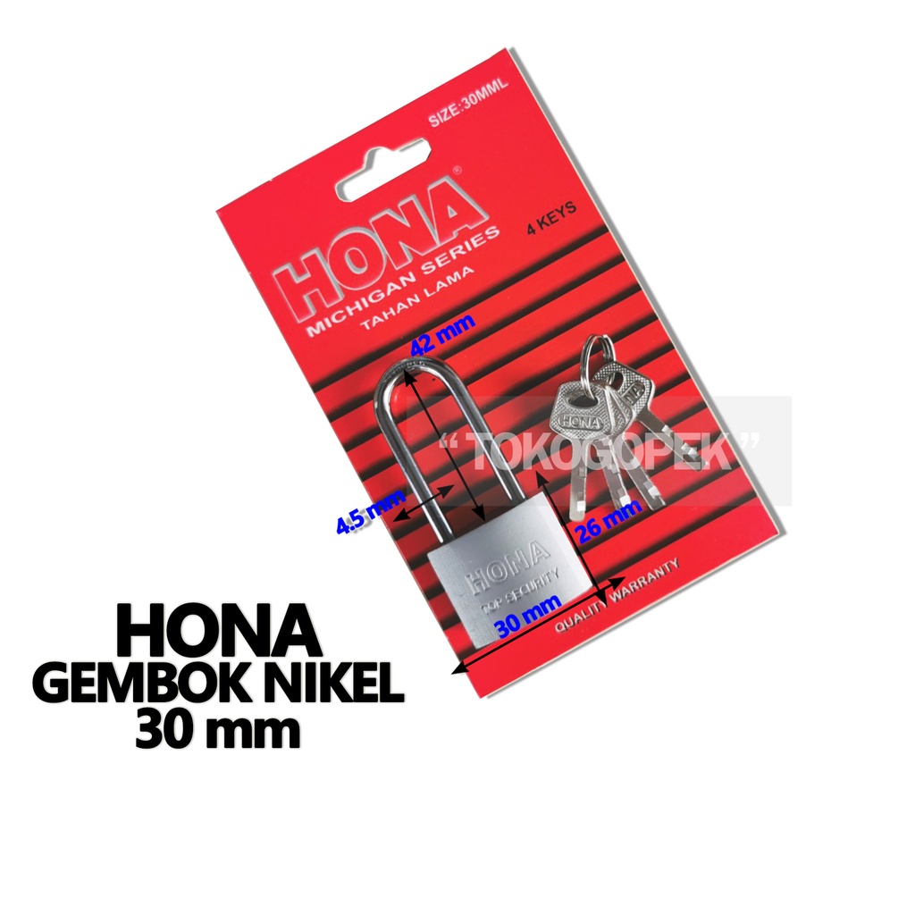 HONA Gembok Besi Panjang 30mm 40mm 50mm 60mm - Gembok Pagar/Pintu