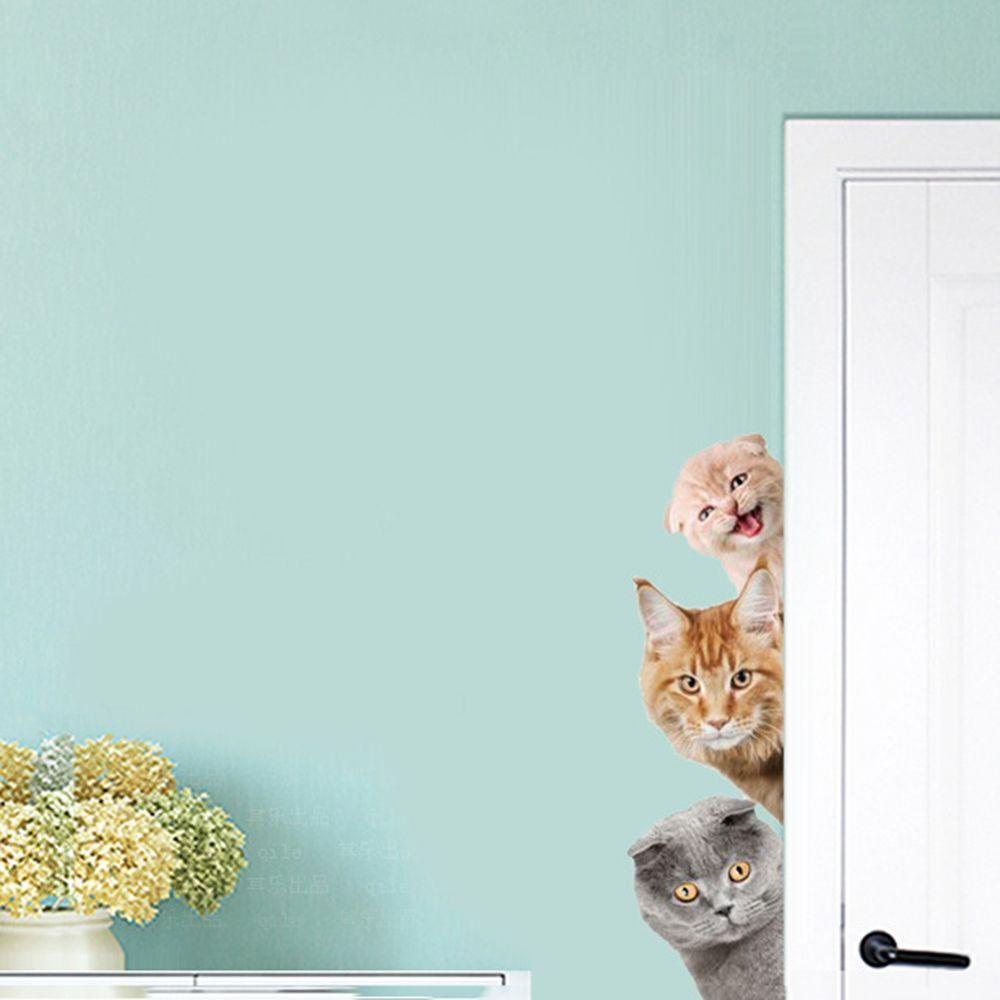 Populer 1PCS Stiker Dinding Kucing Wall Art Dekorasi Pintu Kulkas Hiasan Wallpaper