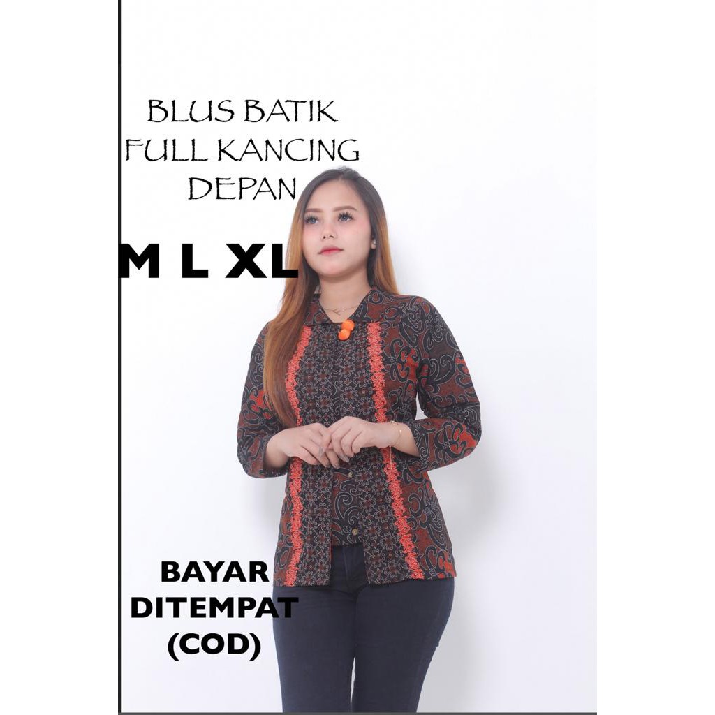 ATASAN BATIK WANITA KANTOR BATIK FULL KANCING DEPAN