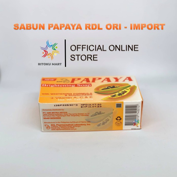 SABUN PEPAYA IMPORT RDL 135gr ASLI - RDL PAPAYA SOAP ORIGINAL