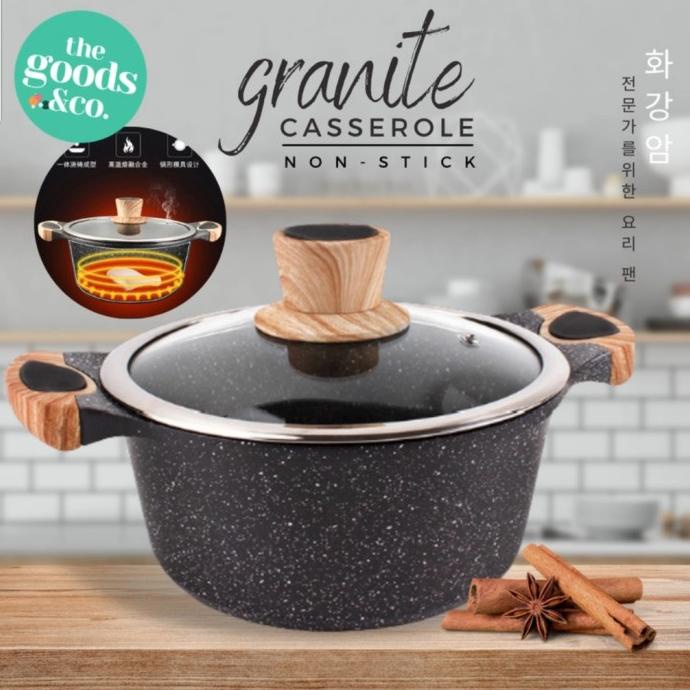 Panci Granite Anti Lengket HEYHON Panci Soup Granite Import PFOA FREE