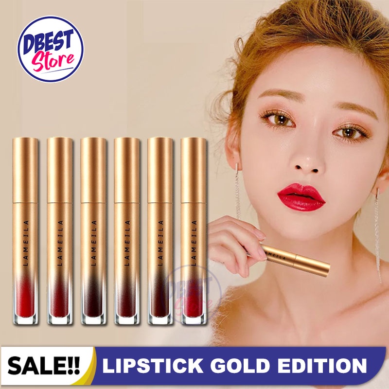 COD - Lameila GOLD Edition Lipstik Matte Anti Air Dan Tahan Lama / Lipstik Tahan Lama Anti Air 24 Jam Korea - 6 Variasi