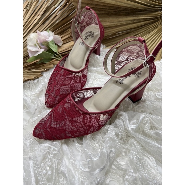 Rafaizoutfit sepatu nataly merah marron sepatu wanita heels tahu 7cm