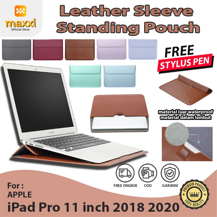 iPad Pro 11 inch 2018 2020 Kulit Leather Sleeve Stand Case Pouch Tas Casing Cover Kantung Kantong