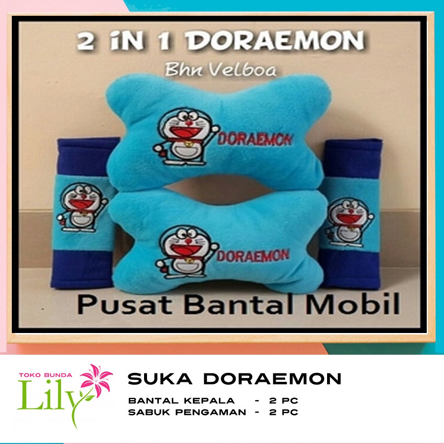 Suka Doraemon -Aksesoris Bantal Mobil Doraemon 2 in 1