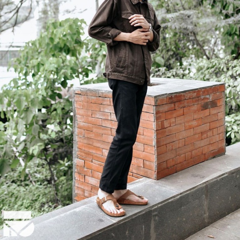 Enzo Brown | Sandal Kulit Asli Casual Simple Pria Cowok Men Sendal Footwear Ori | FORIND x Zapato