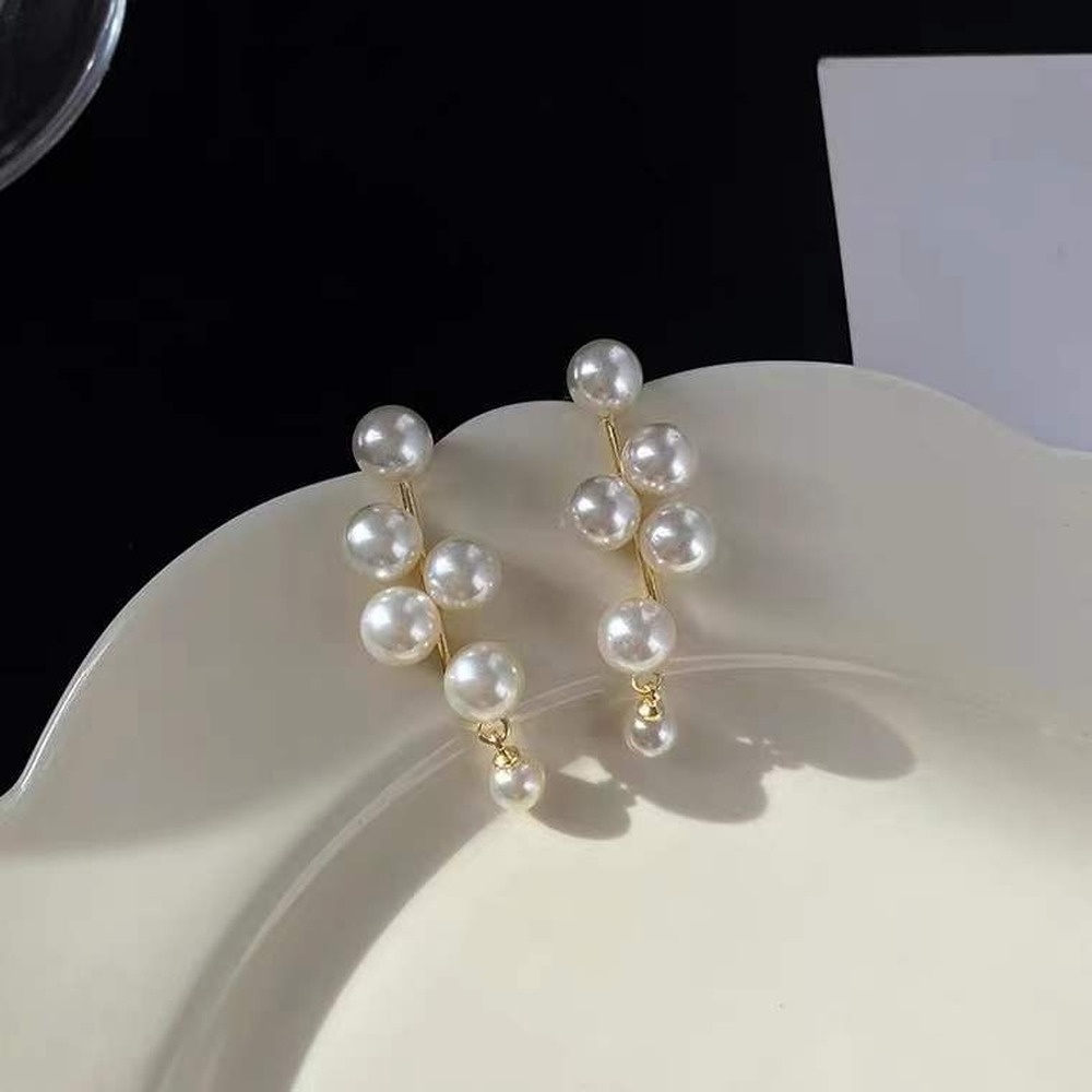 Anting Mutiara Geometris Gaya Retro Untuk Wanita