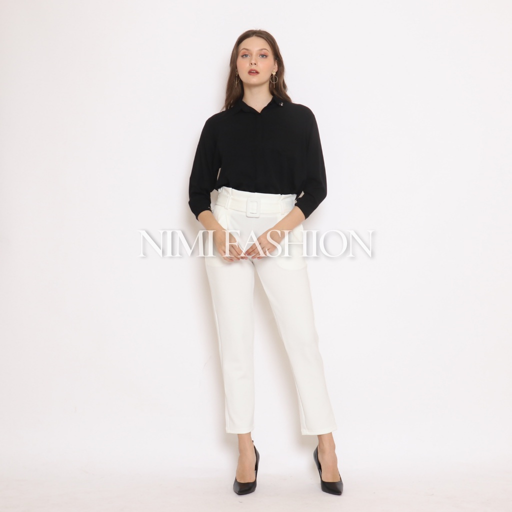 NIMI - Alice Pants Celana Scuba Wanita Celana Scuba Basic Free Belt