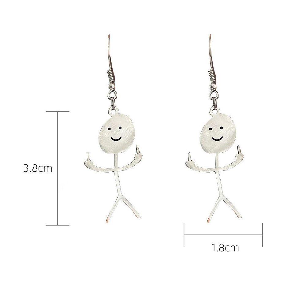 Needway Wanita Drop Earrings Modis Lucu Doodle Kepribadian Logam Stud Earrings