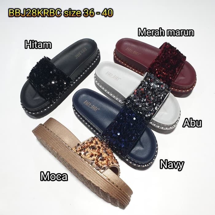 jelly sandal wanita bara bara slop wedges karet import BBJ28KRBC