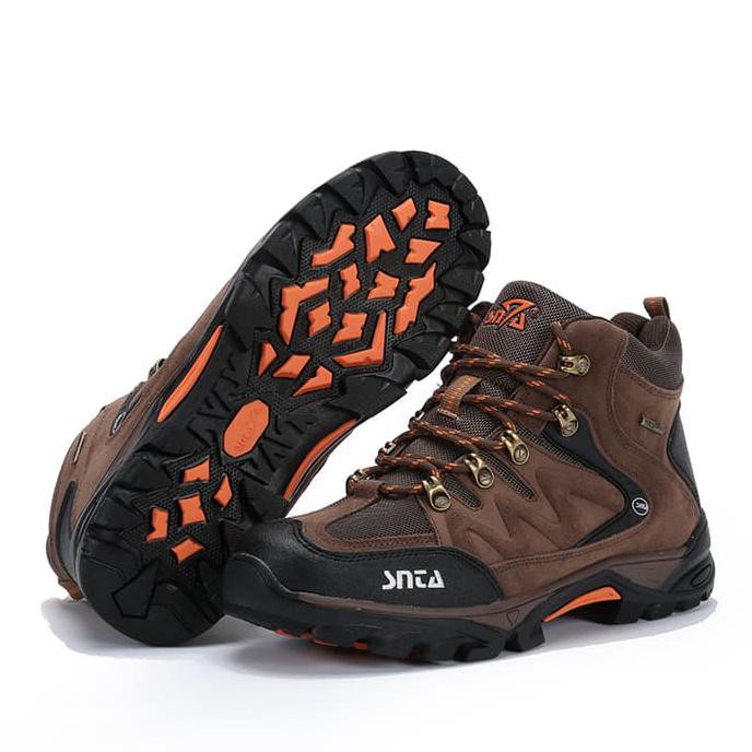 Sepatu Gunung Snta 469 Brown Orange Trekking/Hiking/Adventure/Outdoor