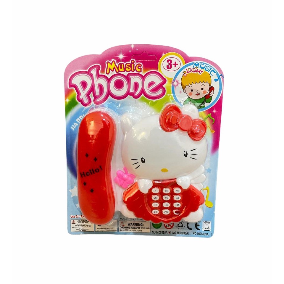 Mainan Anak Telepon Hello Kitty Telepon Rumah Dengan Musik &amp; Lampu Mainan Anak