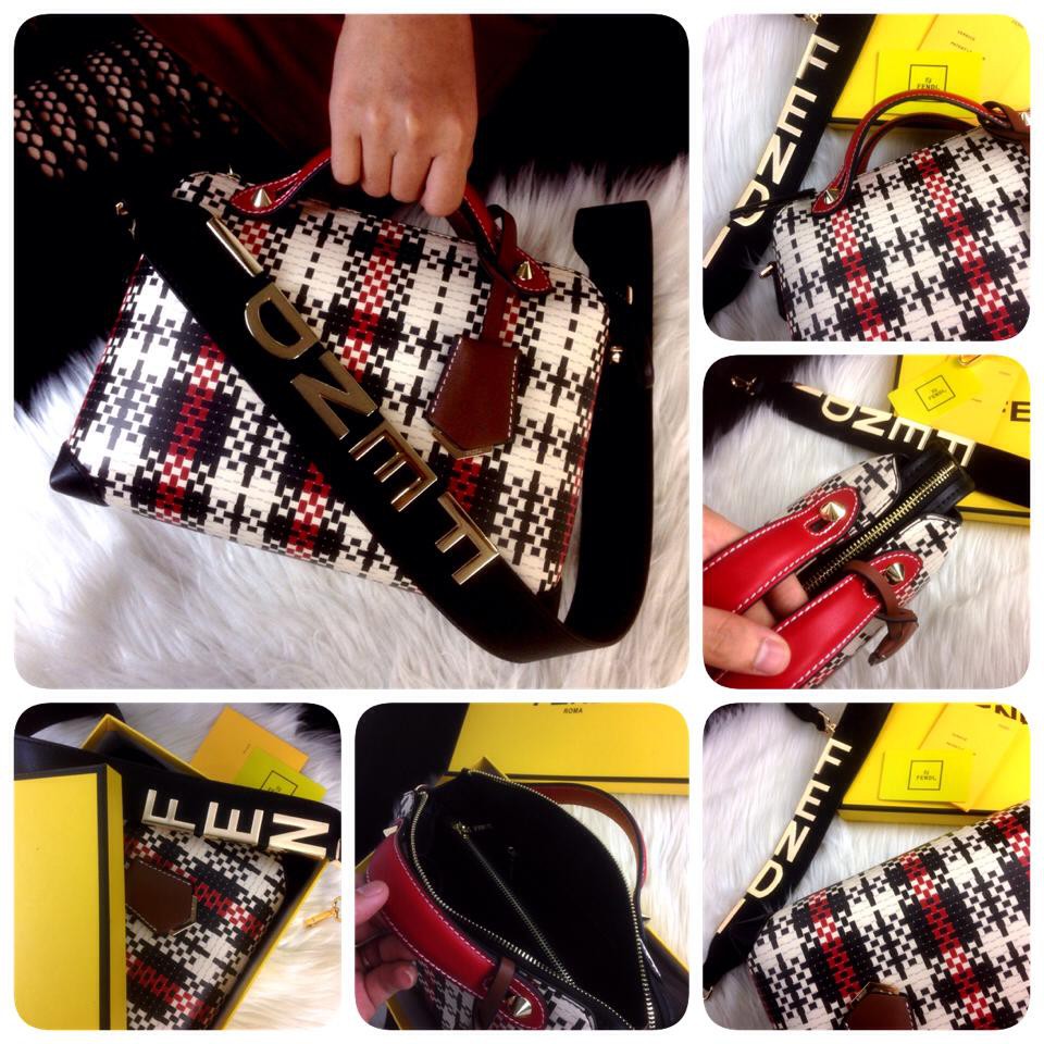 Tas FENDI Boston By The Way Patchwork With FF STRAP Bag #7296