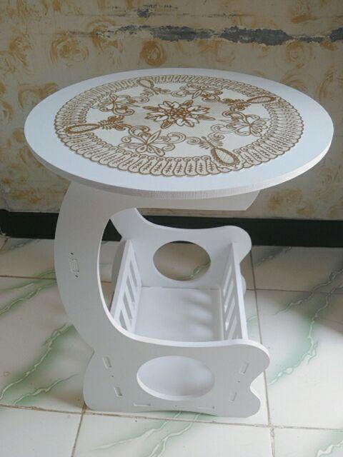 Bonus Taplak - Meja Kopi Bulat - Rak Buku - Meja Samping Sofa (1kg)