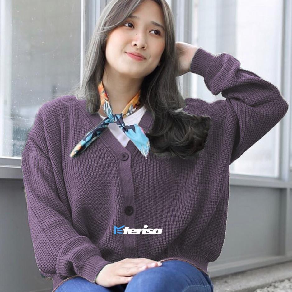 CARDIGAN RAJUT GFS / Cardy Outer / Cardigan Oversize Wanita Bahan 7 get TEBAL semi Crop Lengan Balon