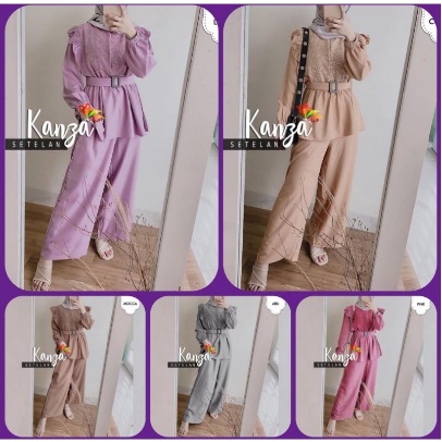 One set Kulot Setcel Celana Terbaru 2022 Baju pesta Model Kekinian Modern Modis Casual Murah Moscrep