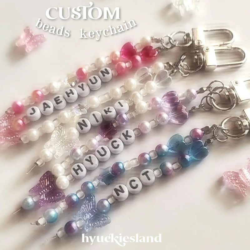 custom beads keychain ♡ gantungan kunci ♡ kpop keychain — nct, enhypen, txt, treasure, bts, blackpink, aespa, itzy