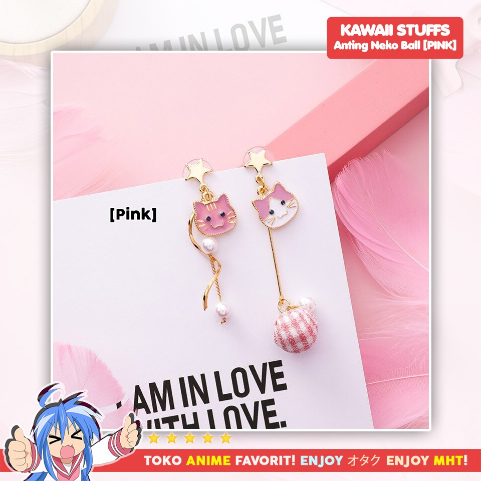 Anting Fashion Neko Cat Kucing Ball Bola Lucu Kawaii Terlaris