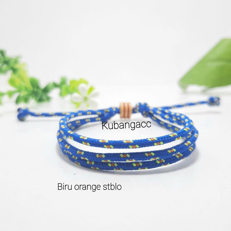 promoooo.gelang prusik 3 rangkap, gelang prusik keren,gelang cowok/cewek, gelang tali. gepang murah,-Biru ornge stblo