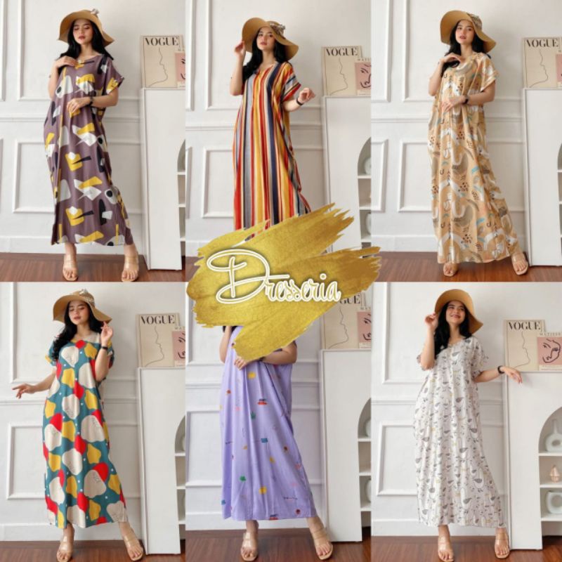 daster long lengan panjang LD 120 PB 130 bawah mata kaki, daster panjang viral kekinian, daster rayon busui terlaris DRESSERIA