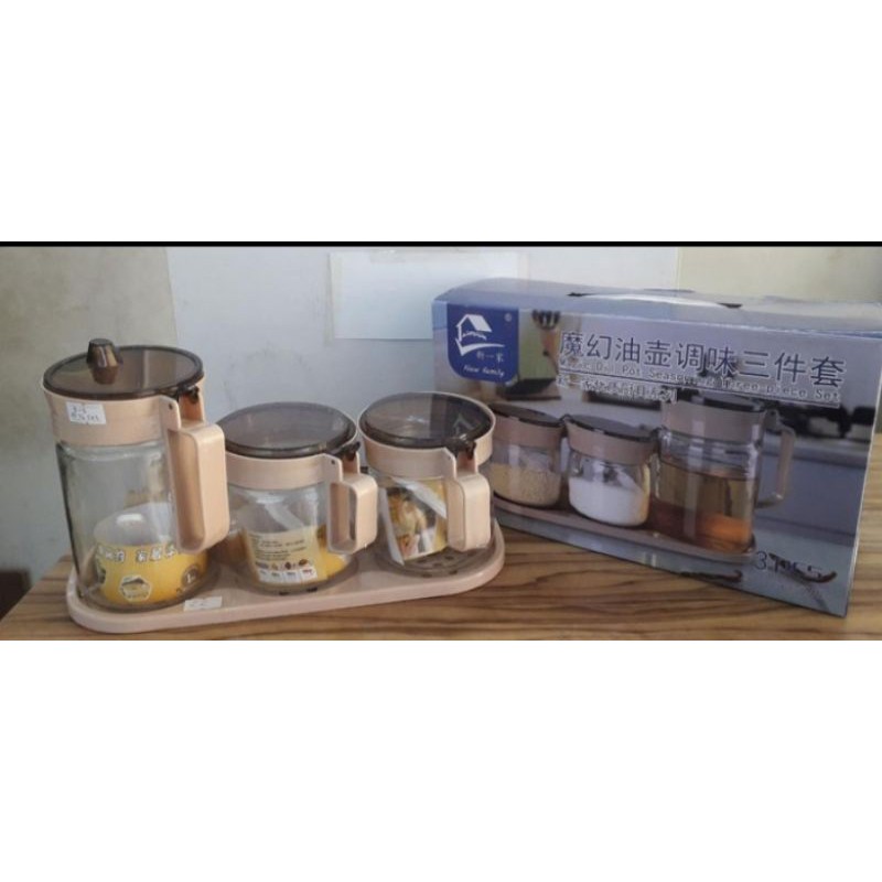 Kitchen jar set 3 KJAR38 toples garam dapur tmpt bumbu
