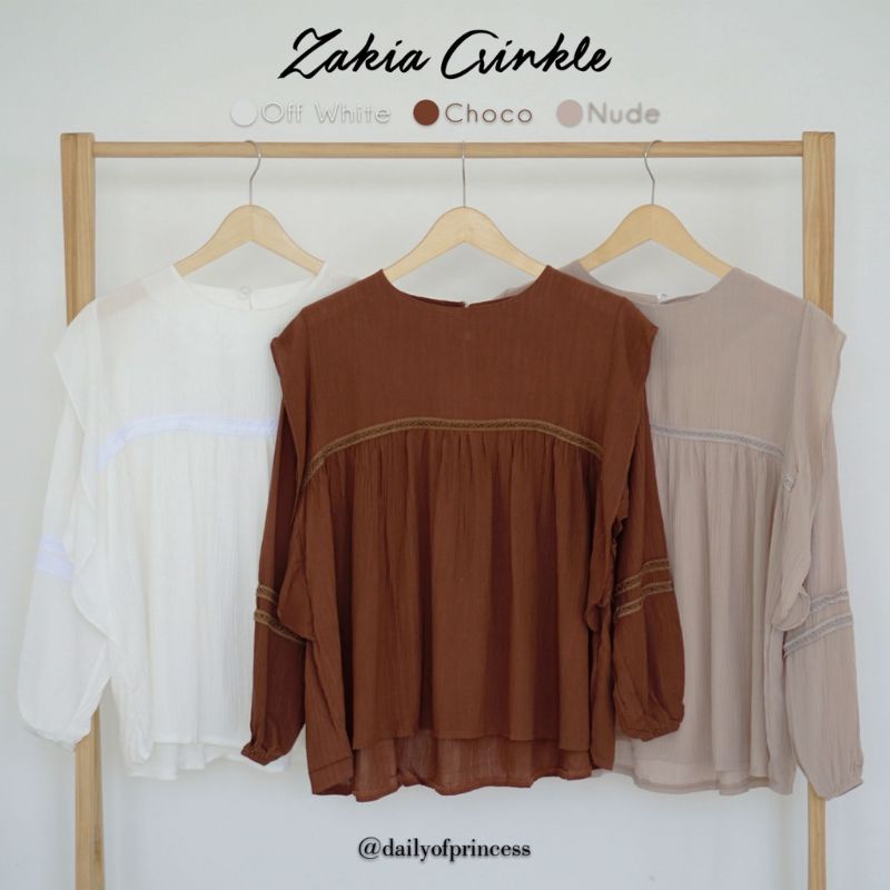 Zakia Crinkle Blouse / Baju Wanita Krinkle / Rayon Crincle