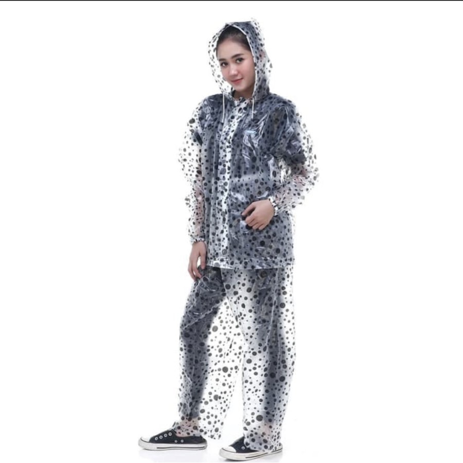 Jas Hujan Setelan Transparan Polkadot Rain City Marble 69130