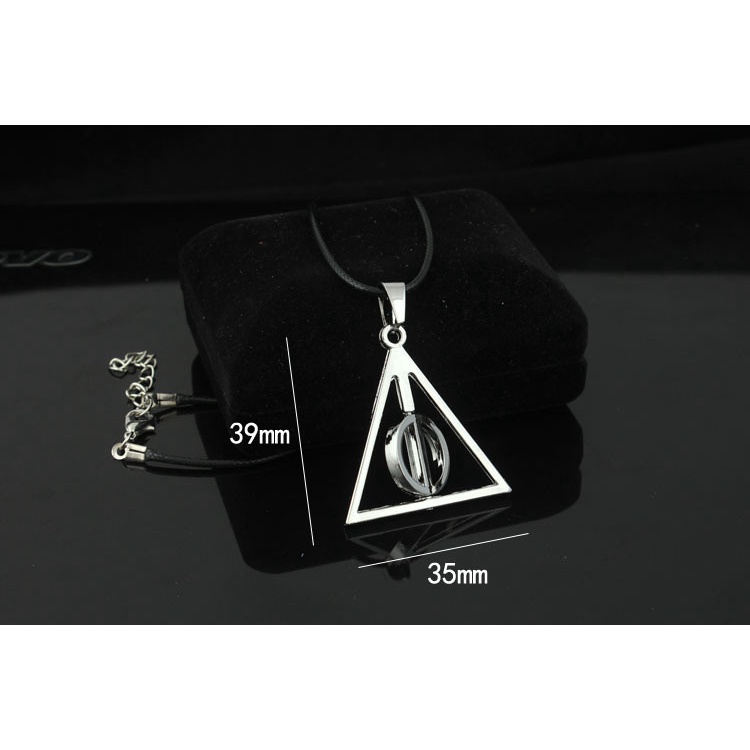 T399 Harry Potter kalung Luna horn Deathly Hallows diputar kalung liontin hip hop