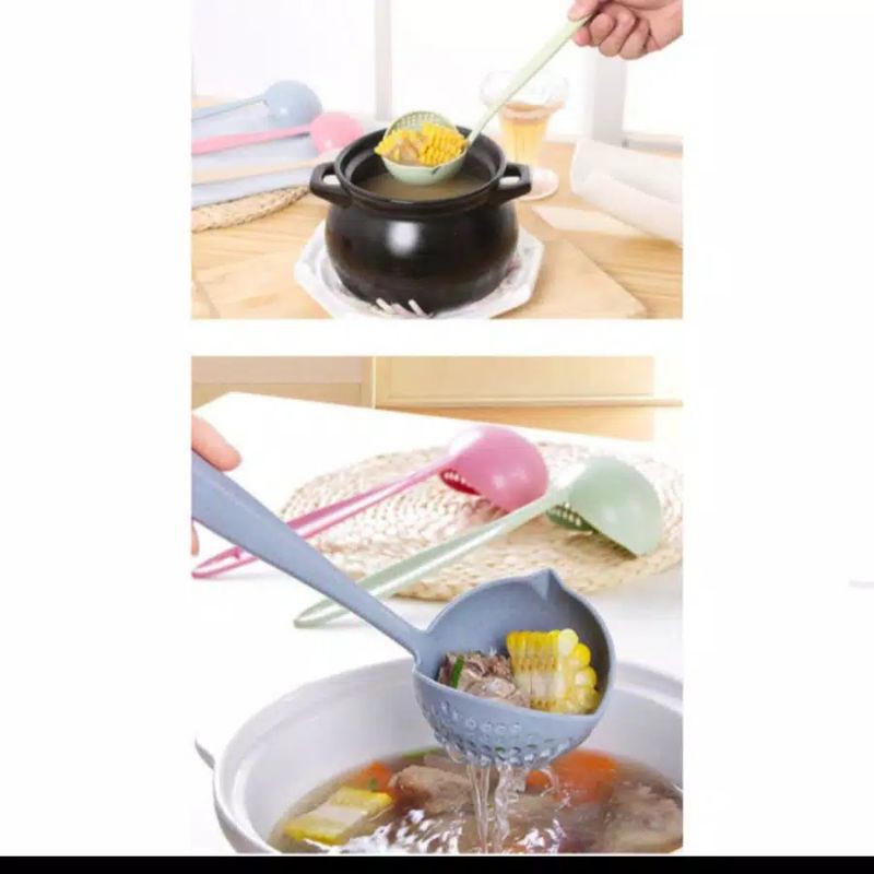 Sendok kuah sup sayur centong saring masak 2in1 serbaguna kitchen food serbaguna multifungsi makan A