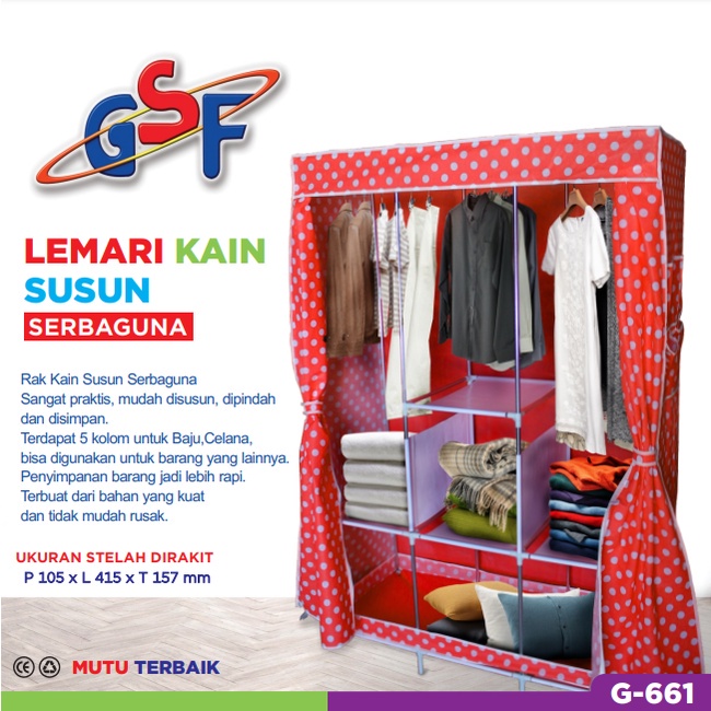 Lemari pakaian rak baju lemari kain rak besi lemari portable / Lemari Pakaian Portable Rak Serbaguna Organizer Tempat Penyimpanan Baju Wardrobe Almari