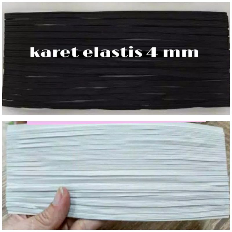 10 YARD - 4 mm | KARET ELASTIS HITAM PUTIH | TALI ELASTIS |TALI MELAR