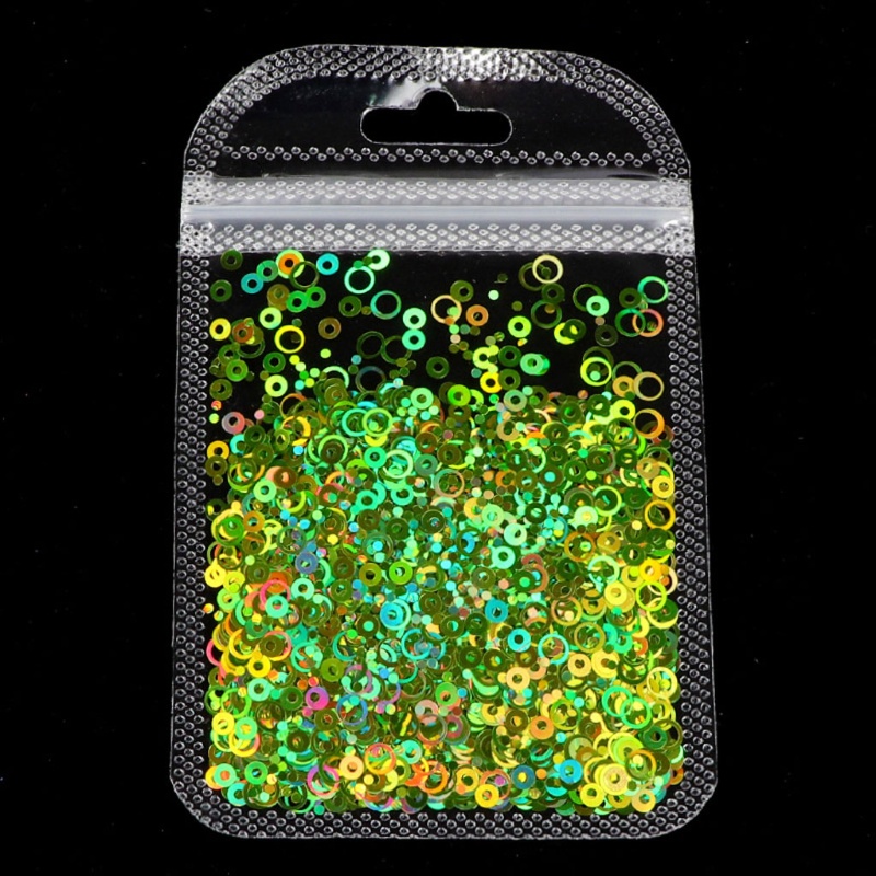 SIY  10 Colors Hollow Round Shape Holographic Chunky Glitter Epoxy Resin Festival Chunky Laser- Flakes  Mixed Sequins 2g Per