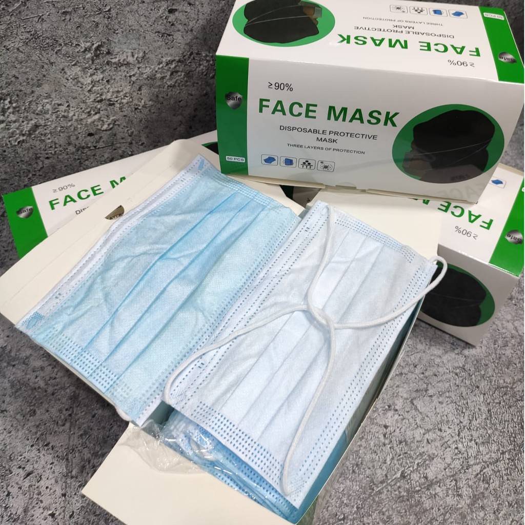 MASKER 3PLY HIJAB HEADLOOP MEDICAL GRADE - BOX FACE MASK ISI 50 PC