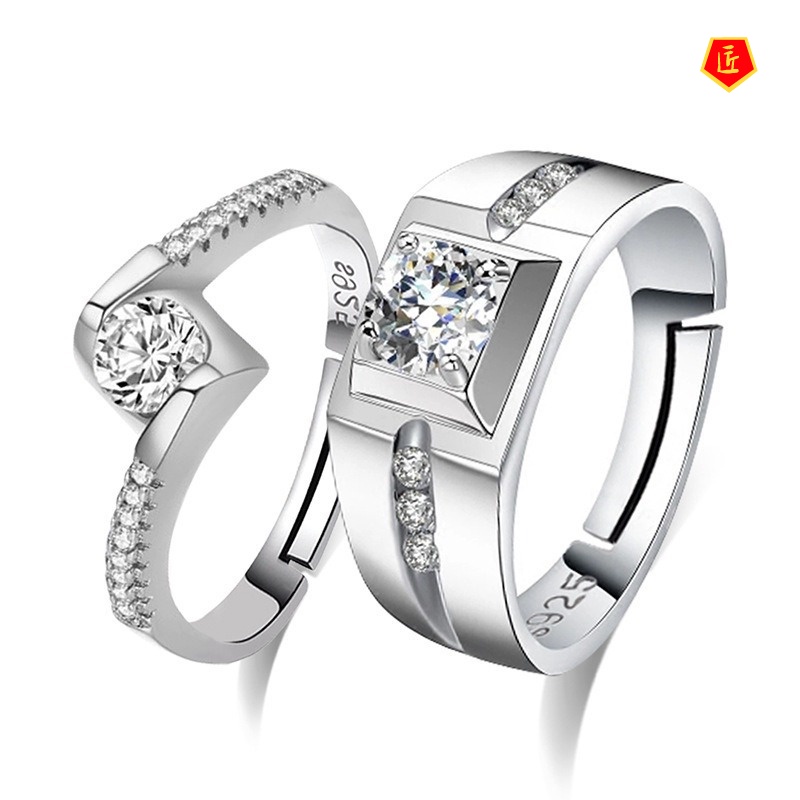 [Ready Stock]Creative Couple Ring Female Moissanite Fashion Elegant