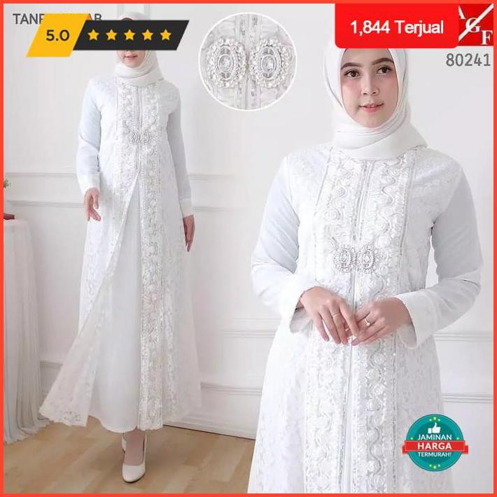 Gamis Putih Lebaran / Gamis Putih Umroh Baju Haji Putih - Putih, L Terlaris