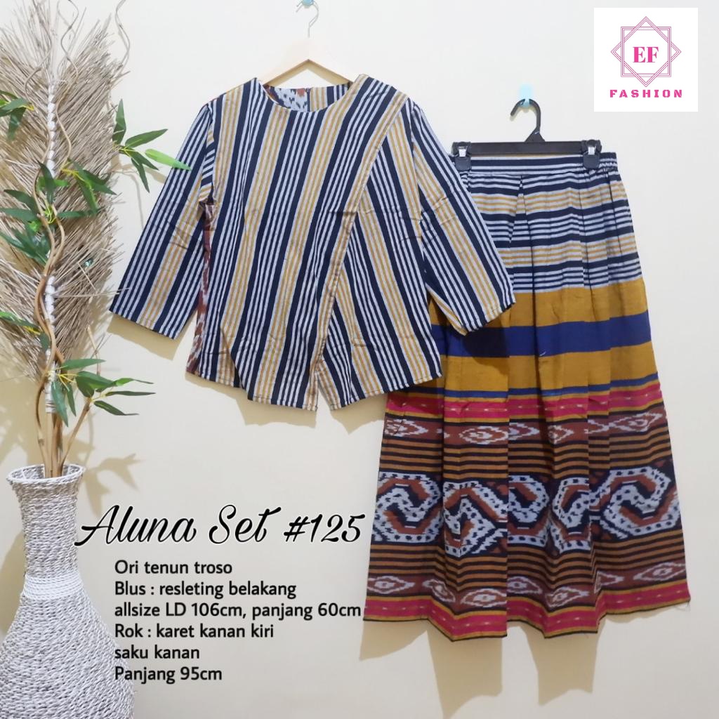 Atasan Bawahan Batik Set Tenun by Butik Batik Solo Bahan Tenun ORI kode ALUNA SET TENUN 56
