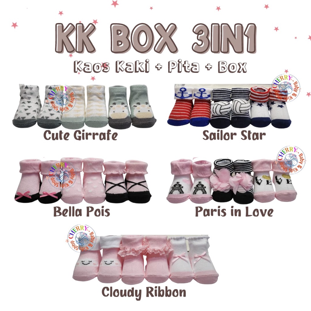 SNI 3 Pasang Kaos Kaki BOX 0-12 Bulan Gift Bayi / kado Bayi CBKS JH