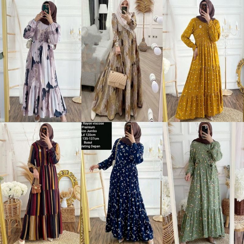 GAMIS RAYON BUSUI HOME DRESS HOMEWEAR WANITA