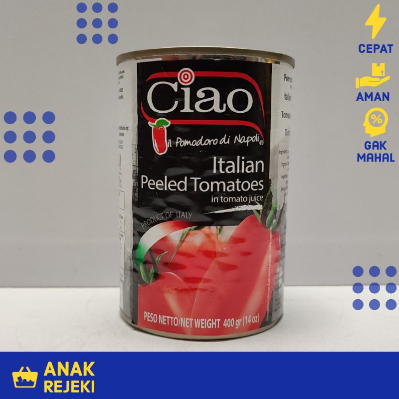 

Ciao Italian Peeled Tomato Premium 400gr - Tomat Kupas Chopped Tomato