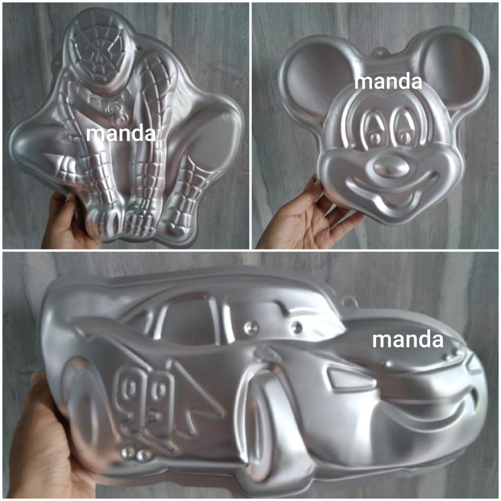 Loyang cetakan kue bake oven tumpeng kue tart puding karakter mickey mouse, spiderman, cars
